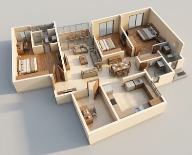 Floor plan of 4 BHK 1308 Sq. Ft. Apartment in Goel Ganga Legend, Pune