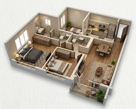 Floor plan of 2 BHK 680 Sq. Ft. Apartment in Runwal 25 Hour Life, Thane