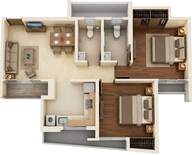 Floor plan of 2 BHK 718 Sq. Ft. Apartment in Runwal 25 Hour Life, Thane