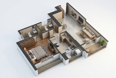 Floor plan of 1 BHK 471 Sq. Ft. Apartment in Runwal 25 Hour Life, Thane