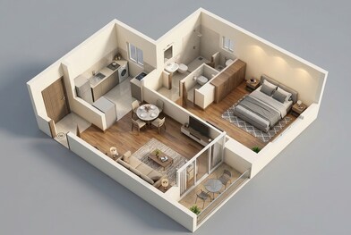 Floor plan of 1 BHK 441 Sq. Ft. Apartment in Runwal 25 Hour Life, Thane