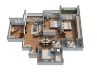 Floor plan of 3 BHK 939 Sq. Ft. Apartment in Kohinoor Westview Reserve, Pune