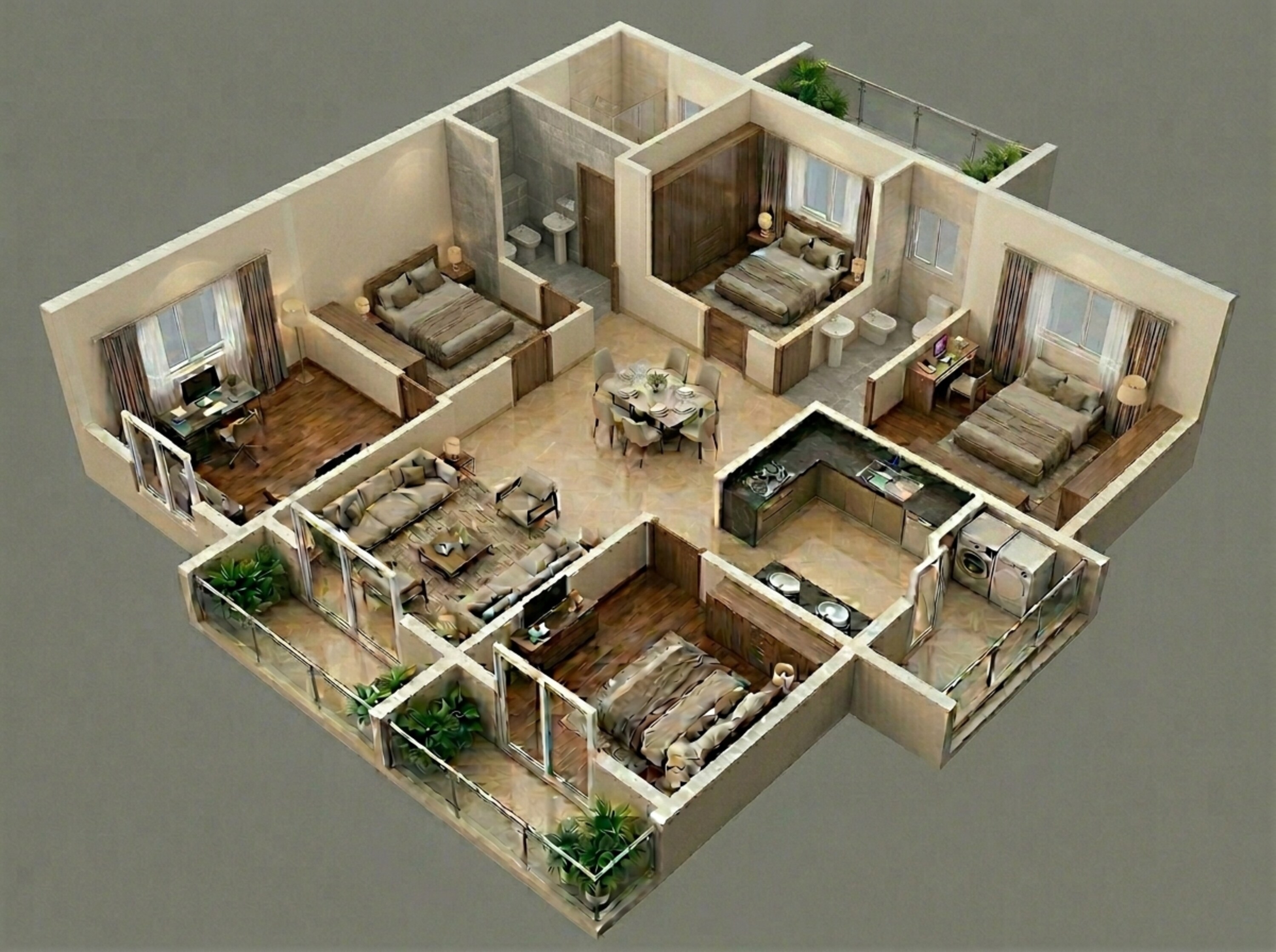 Floor plan of 3 BHK 1076 Sq. Ft. Apartment in Kohinoor Westview Reserve, Pune