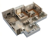 Floor plan of 2 BHK 803 Sq. Ft. Apartment in Kohinoor Westview Reserve, Pune