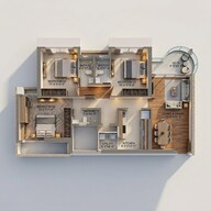 Floor plan of 3 BHK 1019 Sq. Ft. Apartment in Chandak Treesourus, Mumbai