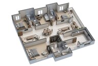 Floor plan of 3 BHK 2870 Sq. Ft. Apartment in Prestige Clairemont, Hyderabad