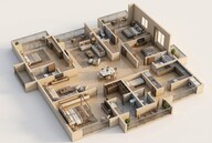 Floor plan of 4 BHK 3500 Sq. Ft. Apartment in Prestige Clairemont, Hyderabad