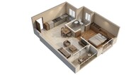 Floor plan of 1 BHK 586 Sq. Ft. Apartment in Brigade Valencia, Bangalore