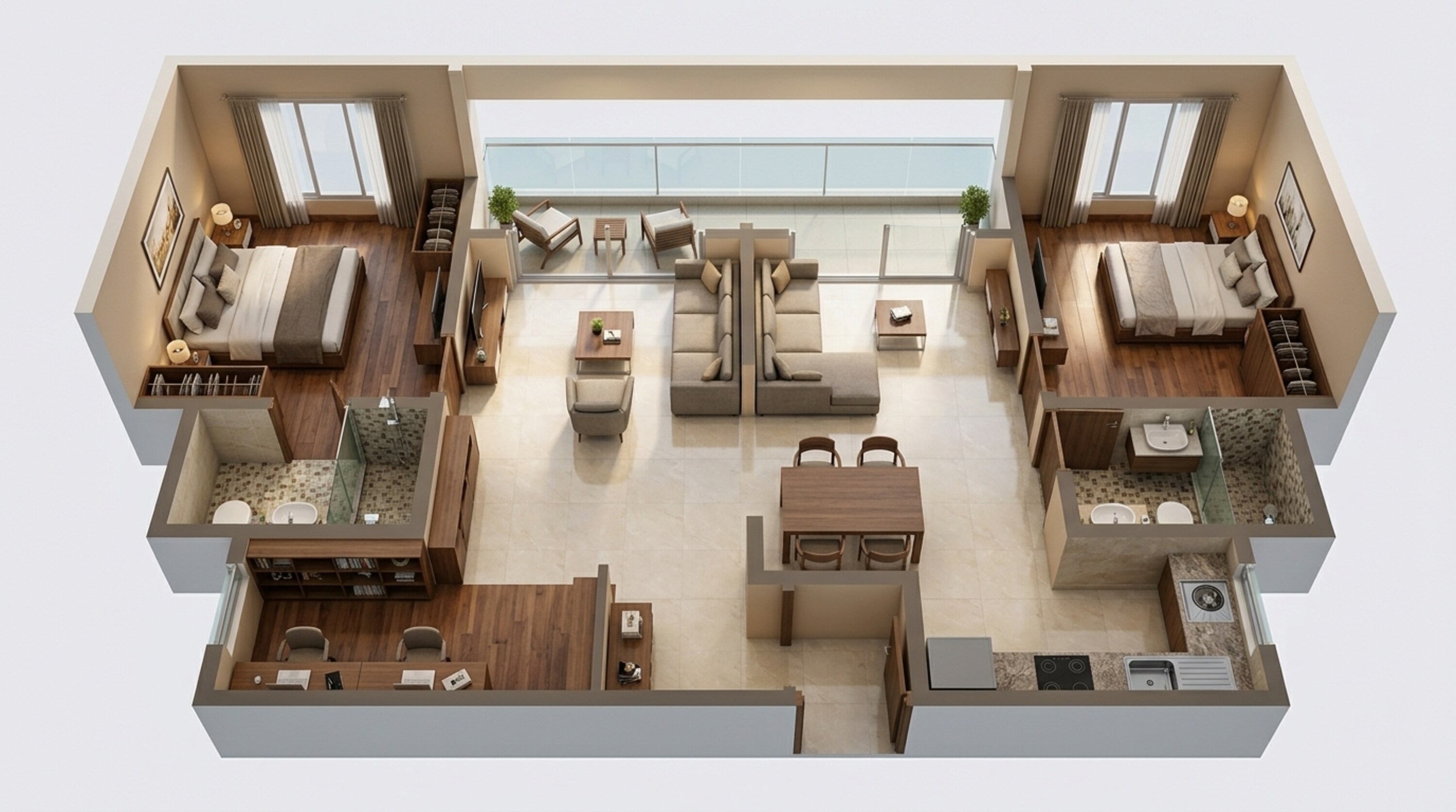 Floor plan of 2 BHK 1148 Sq. Ft. Apartment in Brigade Valencia, Bangalore