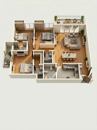 Floor plan of 3 BHK 2039 Sq. Ft. Apartment in Assetz Bloom And Dell, Bangalore
