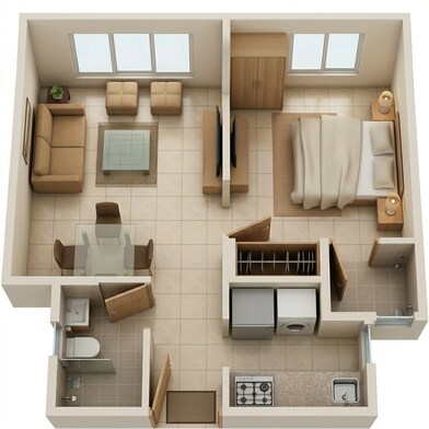 Floor plan of 1 BHK 445 Sq. Ft. Apartment in Lodha Crown Quality Homes Dombivli, Thane
