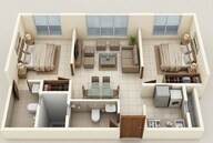 Floor plan of 2 BHK 632 Sq. Ft. Apartment in Lodha Crown Quality Homes Dombivli, Thane