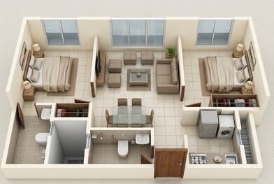 Floor plan of 2 BHK 632 Sq. Ft. Apartment in Lodha Crown Quality Homes Dombivli, Thane