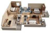 Floor plan of 3 BHK 1083 Sq. Ft. Apartment in Rudra Vardaan Heights, Lucknow