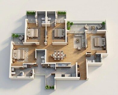 Floor plan of 4 BHK 2270 Sq. Ft. Apartment in M3M Crown, Gurgaon
