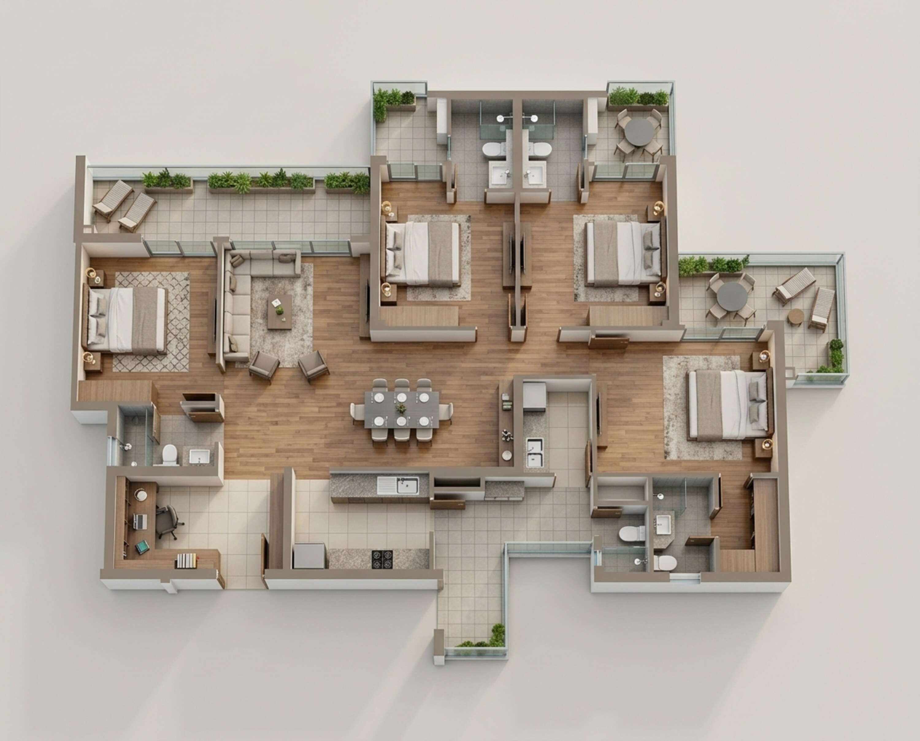 Floor plan of 4 BHK 2525 Sq. Ft. Apartment in M3M Crown, Gurgaon