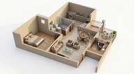 Floor plan of 1 BHK 669 Sq. Ft. Apartment in Brigade Calista, Bangalore