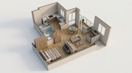 Floor plan of 1 BHK 675 Sq. Ft. Apartment in Brigade Calista, Bangalore