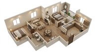 Floor plan of 2 BHK 1203 Sq. Ft. Apartment in Brigade Calista, Bangalore