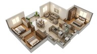Floor plan of 3 BHK 1352 Sq. Ft. Apartment in Brigade Calista, Bangalore