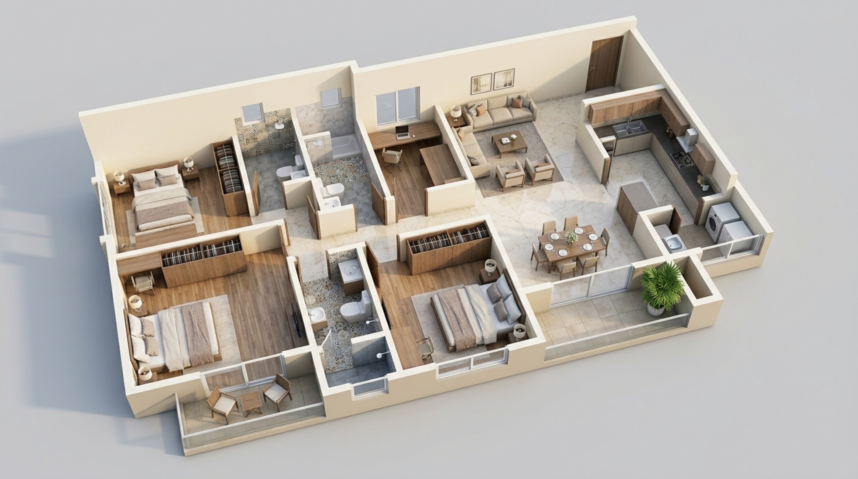 Floor plan of 3 BHK 1789 Sq. Ft. Apartment in Brigade Calista, Bangalore