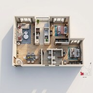Floor plan of 2 BHK 744 Sq. Ft. Apartment in Kolte Patil Alora, Mumbai