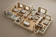 Floor plan of 3 BHK 1227 Sq. Ft. Apartment in Lodha Bellissimo Matunga, Mumbai