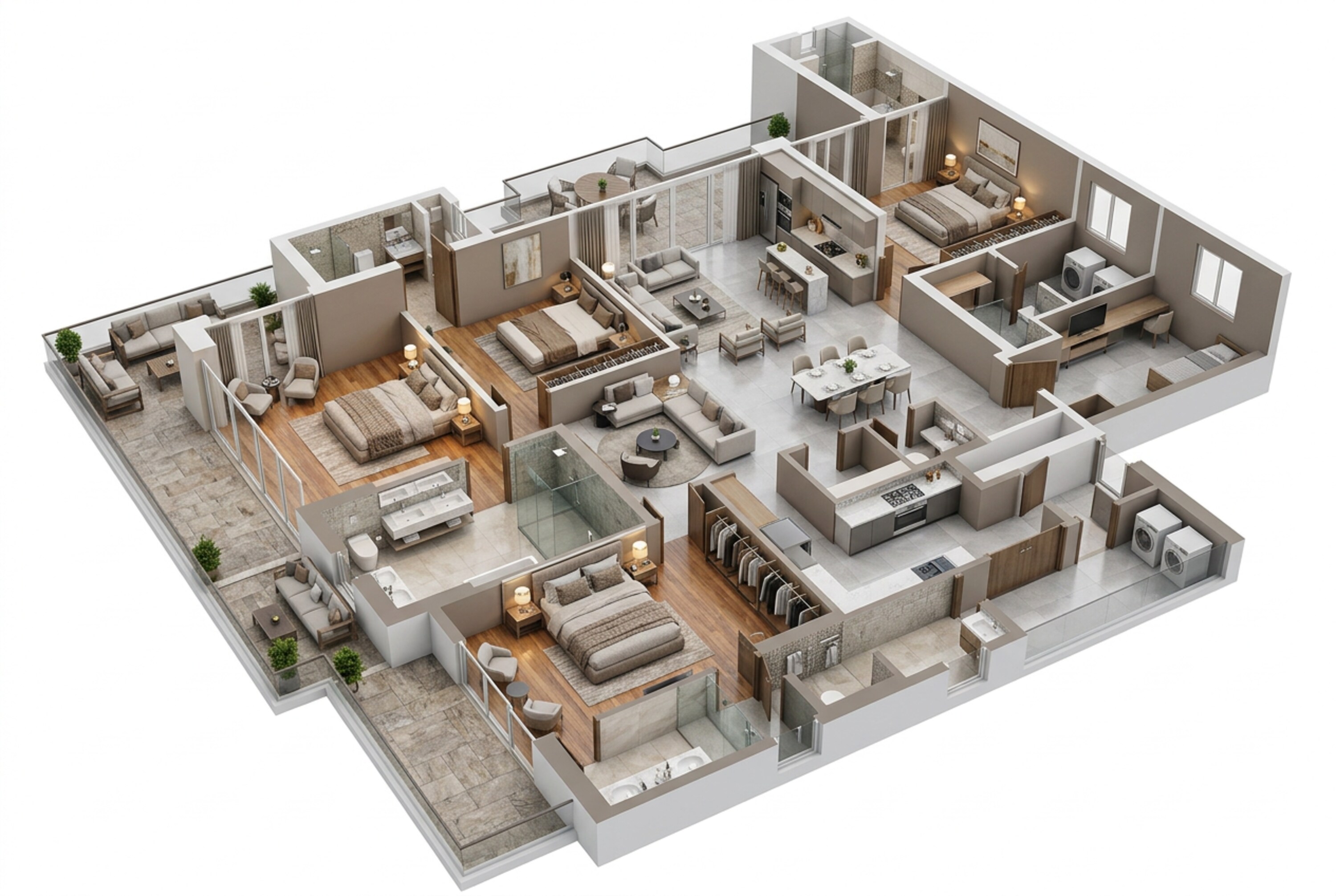 Floor plan of 4 BHK 3243 Sq. Ft. Apartment in Whiteland The Aspen, Gurgaon