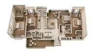 Floor plan of 3 BHK 1394 Sq. Ft. Apartment in Lodha Acenza, Mumbai