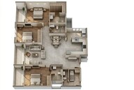 Floor plan of 3 BHK 2050 Sq. Ft. Apartment in Godrej Athena, Bangalore