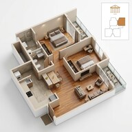 Floor plan of 2 BHK 1383 Sq. Ft. Apartment in Godrej Athena, Bangalore