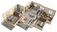 Floor plan of 3 BHK 1790 Sq. Ft. Apartment in Prestige Elm Park, Bangalore