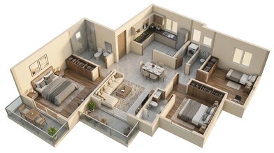 Floor plan of 3 BHK 1790 Sq. Ft. Apartment in Prestige Elm Park, Bangalore