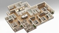 Floor plan of 4 BHK 2488 Sq. Ft. Apartment in Prestige Elm Park, Bangalore
