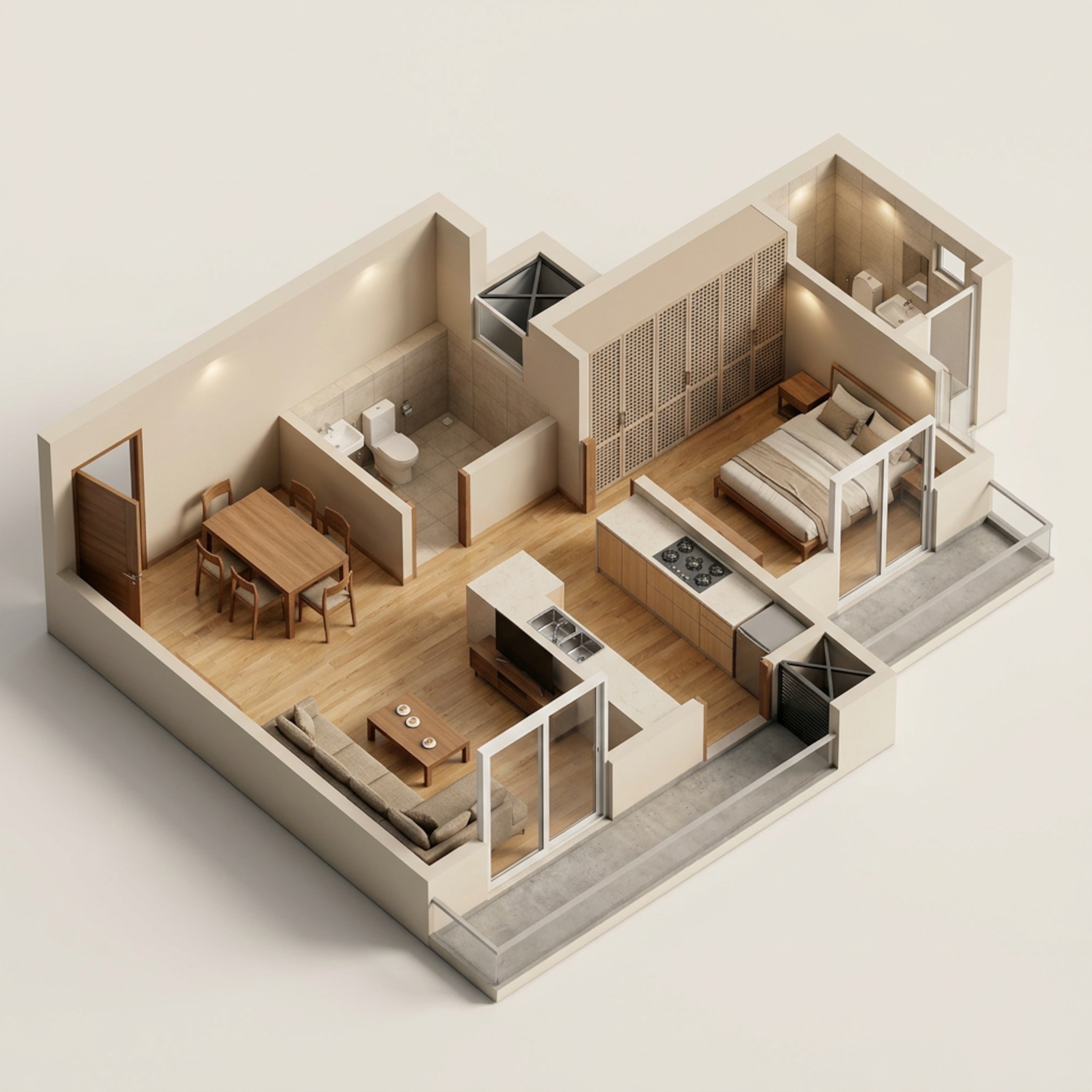 Floor plan of 1 BHK 415 Sq. Ft. Apartment in Veena Synergy, Mumbai