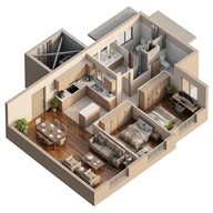 Floor plan of 2 BHK 699 Sq. Ft. Apartment in Veena Synergy, Mumbai
