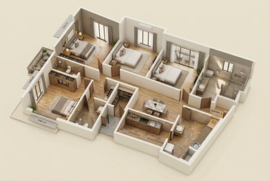 Floor plan of 3 BHK 1282 Sq. Ft. Apartment in Godrej Five Gardens, Mumbai
