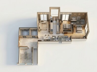 Floor plan of 2 BHK 754 Sq. Ft. Apartment in Rustomjee Aden, Mumbai