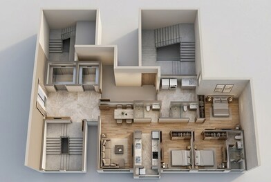 Floor plan of 3 BHK 832 Sq. Ft. Apartment in Rustomjee Aden, Mumbai