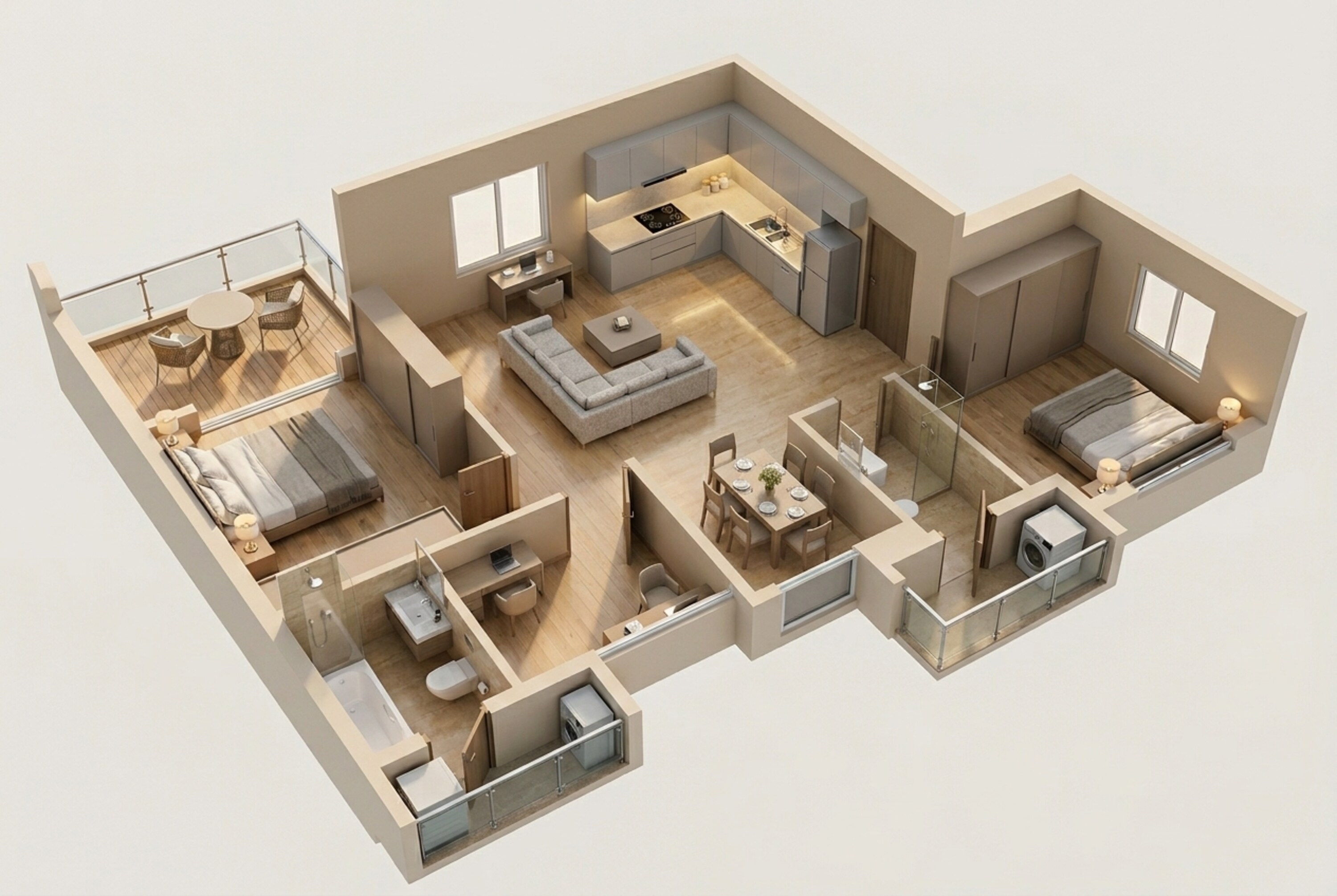 Floor plan of 2 BHK 1147 Sq. Ft. Apartment in Srijan The Royal Ganges, Kolkata