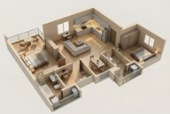 Floor plan of 2 BHK 1147 Sq. Ft. Apartment in Srijan The Royal Ganges, Kolkata