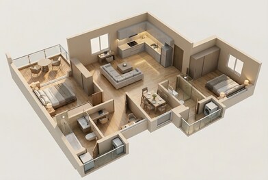 Floor plan of 2 BHK 1147 Sq. Ft. Apartment in Srijan The Royal Ganges, Kolkata