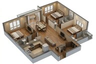 Floor plan of 3 BHK 1307 Sq. Ft. Apartment in Srijan The Royal Ganges, Kolkata