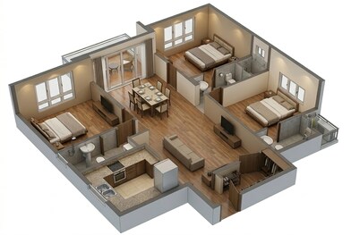 Floor plan of 3 BHK 1307 Sq. Ft. Apartment in Srijan The Royal Ganges, Kolkata