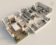 Floor plan of 3 BHK 1940 Sq. Ft. Apartment in Shriram Esquire, Bangalore