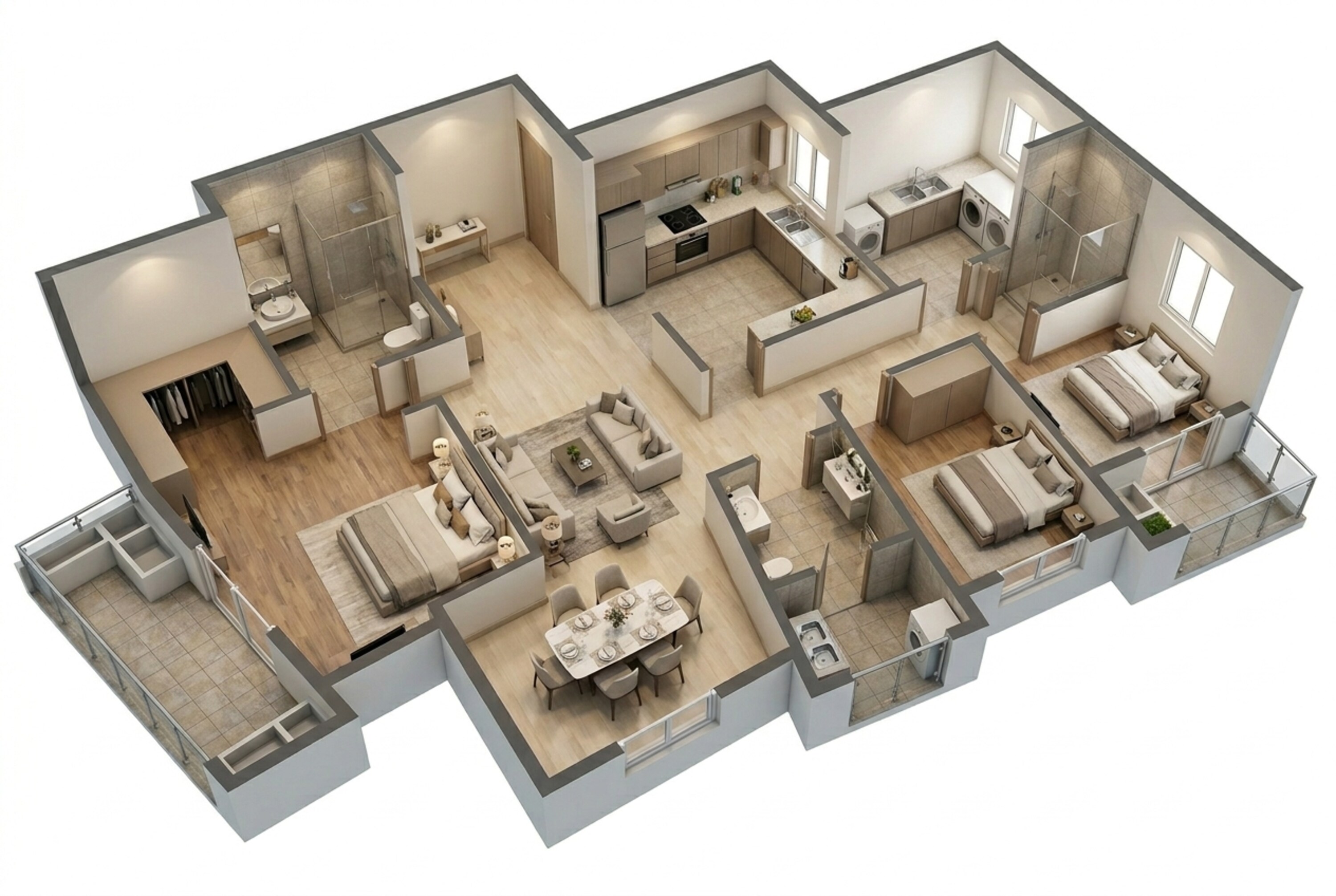 Floor plan of 3 BHK 1950 Sq. Ft. Apartment in Shriram Esquire, Bangalore