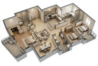 Floor plan of 3 BHK 1950 Sq. Ft. Apartment in Shriram Esquire, Bangalore