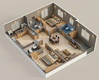 Floor plan of 2 BHK 1213 Sq. Ft. Apartment in DS MAX Samyak, Bangalore