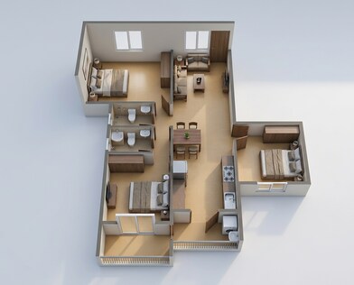 Floor plan of 3 BHK 1367 Sq. Ft. Apartment in DS MAX Samyak, Bangalore