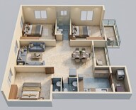 Floor plan of 3 BHK 1562 Sq. Ft. Apartment in DS MAX Samyak, Bangalore